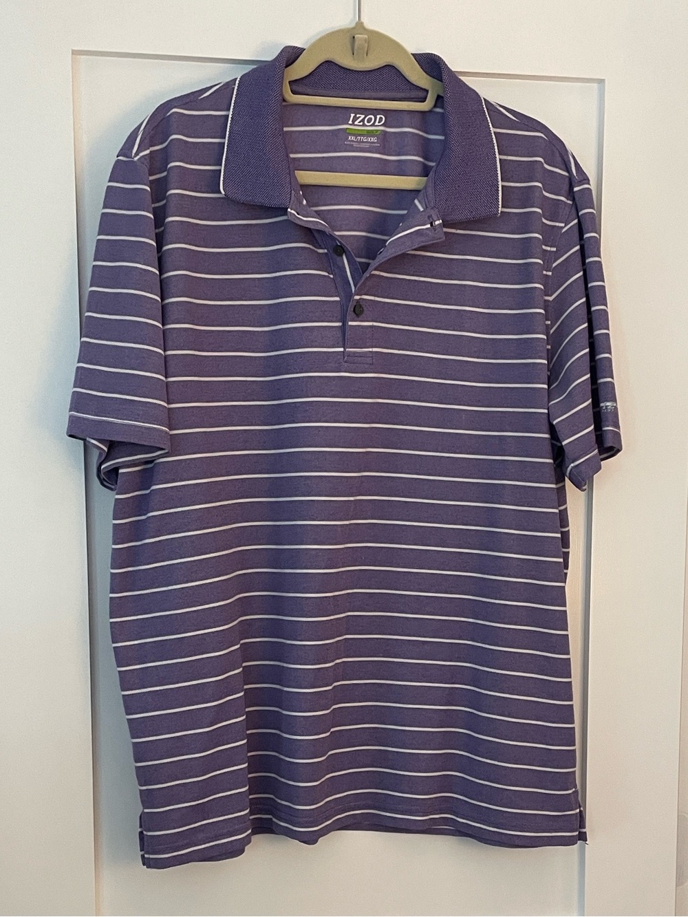 Izod Men’s Purple Polo with White Stripes